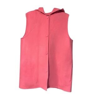 Theory Clairene Pink Sleeveless Hoodie Wool/Cashmere Blend Coat Vest Size L